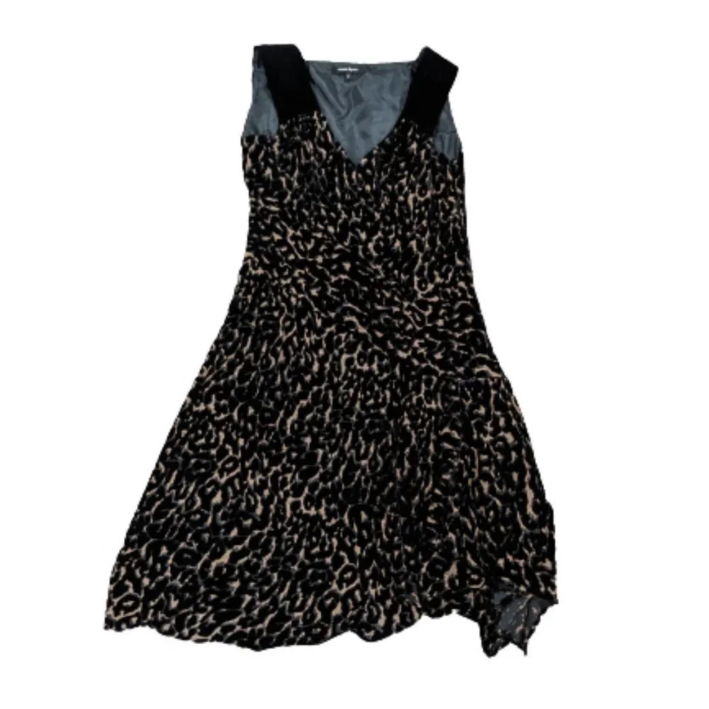 Nanette Lepore leopard print dress velvet overlay Black and brown Size 6